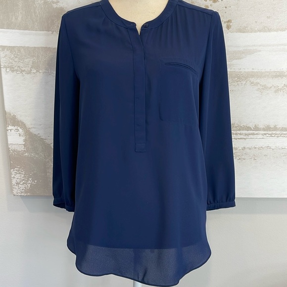 3/4 Flowy black blouse by NYDJ - Picture 1 of 7